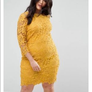 Paper Dolls Plus Size Crochet Lace Midi Dress with 3/4 Sleeves